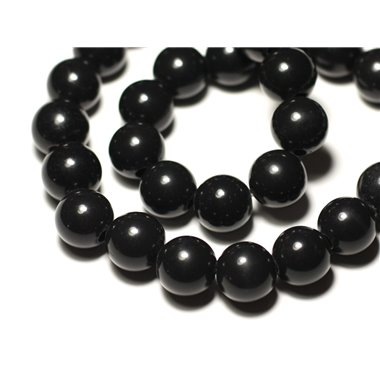 1pc - Perle de Pierre - Obsidienne Noire Boule 14mm gros trou 3mm - 8741140019454 