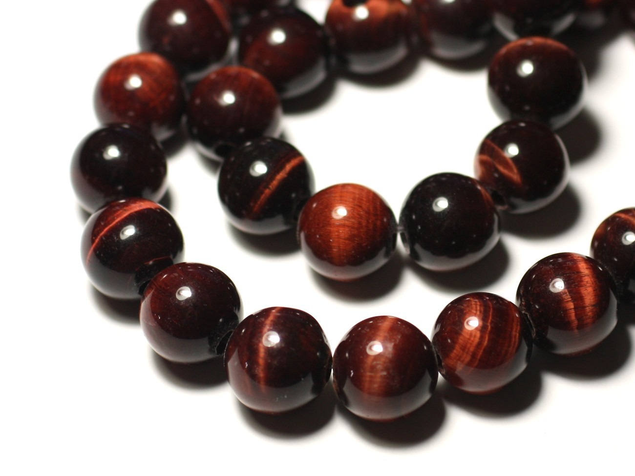 1pc - Perle de Pierre - Oeil de Taureau Tigre Rouge Boule 14mm gros trou 3mm - 8741140019461 