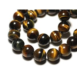 1pc - Stone Pearl - Tiger's Eye and Falcon Ball 14mm big hole 3mm - 8741140019478 
