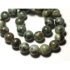 1pc - Stone Bead - Turchese Africa Ball 14mm foro grande 3mm - 8741140019522 