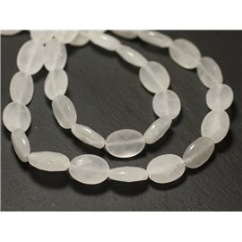 2pc - Perlas de piedra - Cuarzo Cristal Mate Sandblasted Frosted Faceted Ovals 14x10mm - 8741140019553 