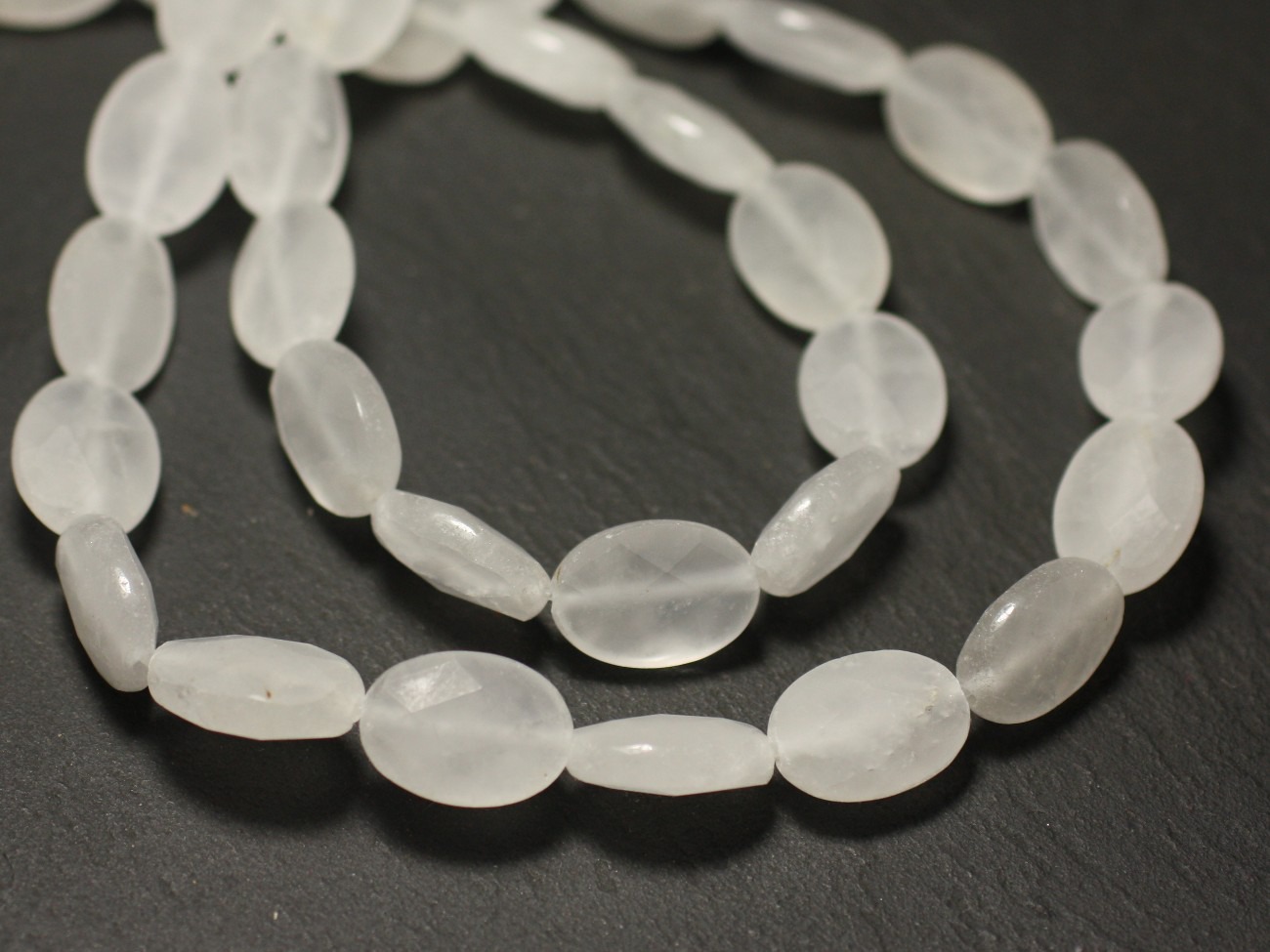 2pc - Perles de Pierre - Cristal Quartz Mat sablé givré Ovales Facettés 14x10mm - 8741140019553 