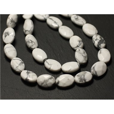 2pc - Perles de Pierre - Howlite Ovales Facettés 14x10mm - 8741140019560 