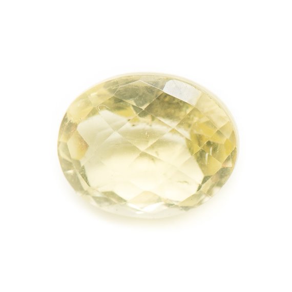 N21-6 - Cabochon Pierre - Topaze Jaune Facettée Ovale 12x9mm - 8741140019201 