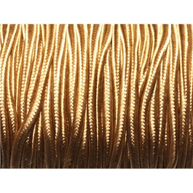 5 mètres - Fil Cordon Lanière Tissu Soutache Satin 2.5mm Beige Doré Caramel - 8741140018884 