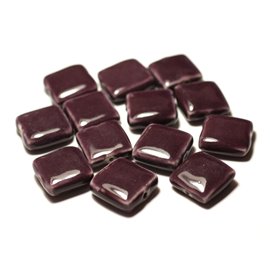 5st - Keramiek Porselein Kralen Vierkant 16-18mm Plum Paars - 8741140017092 