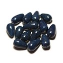 6pc - Perles Céramique Porcelaine Gouttes 21mm Bleu Marine Pétrole  - 8741140017252 