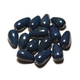 6pc - Ceramic Porcelain Beads Drops 21mm Navy Blue Petrol - 8741140017252 