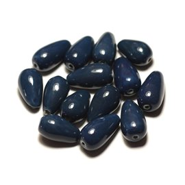 6pc - Perline in porcellana ceramica Drops 21mm Navy Blue Petrol - 8741140017252 