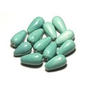6pc - Perles Céramique Porcelaine Gouttes 21mm Vert clair Turquoise Pastel - 8741140017269 