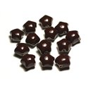 6pc - Perles Céramique Porcelaine Etoiles 16mm Marron Chocolat - 8741140017399 