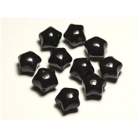 6pc - Ceramic Porcelain Beads Stars 16mm Black - 8741140017405 