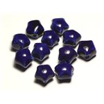 6pc - Perles Céramique Porcelaine Etoiles 16mm Bleu Nuit - 8741140017429 