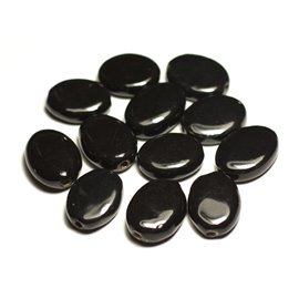 4pc - Ceramic Porcelain Beads Oval 20-22mm Black - 8741140017528 