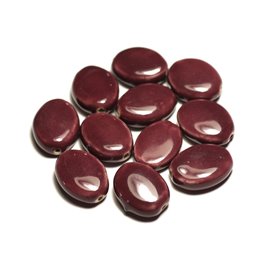 4pc - Ceramic Porcelain Beads Oval 20-22mm Plum Purple - 8741140017597 