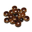 4pc - Perles Céramique Porcelaine Palets 16mm Marron Café Ocre - 8741140017665 