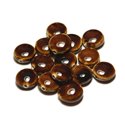 4pc - Perles Céramique Porcelaine Palets 16mm Marron Café Ocre - 8741140017665 