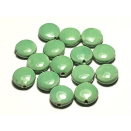 4pc - Porcelain Ceramic Beads Palets 16mm Green Turquoise Apple Mint - 8741140017641 