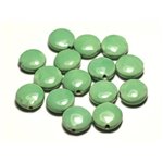 4pc - Perles Céramique Porcelaine Palets 16mm Vert Turquoise Pomme Menthe - 8741140017641 