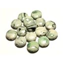 4pc - Perles Céramique Porcelaine Palets 16mm Blanc Gris Noir Vert Turquoise - 8741140017696 