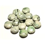 4pc - Perles Céramique Porcelaine Palets 16mm Blanc Gris Noir Vert Turquoise - 8741140017696 
