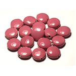 4pc - Perles Céramique Porcelaine Palets 16mm Rose Corail Pêche - 8741140017733 