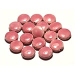 4pc - Perles Céramique Porcelaine Palets 16mm Rose clair Corail Pêche - 8741140017740 