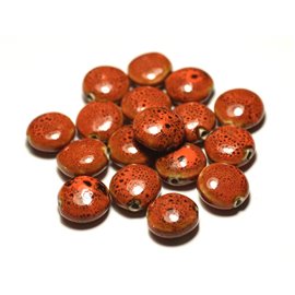 4-delig - Porselein Keramiek Kralen Paletten 16mm Gevlekt Oranje - 8741140017757 