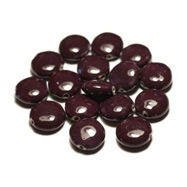 4pc - Porcelain Ceramic Beads Palets 16mm Plum Purple - 8741140017658 