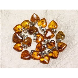 1pc - Natural amber pendant Aries Silver 925 Heart 12-14mm - 8741140017856 