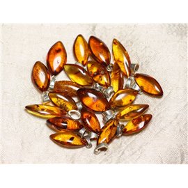 1pc - Colgante Natural Amber Aries Silver 925 Almond Marquise 20-28mm - 8741140017887 