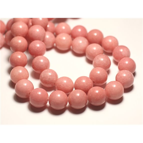 8pc - Perles de Pierre - Jade Boules 12mm Rose Corail Pêche - 8741140016682 