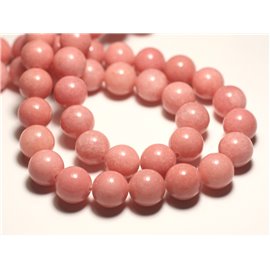 8pc - Stone Beads - Jade Balls 12mm Pink Coral Peach - 8741140016682 