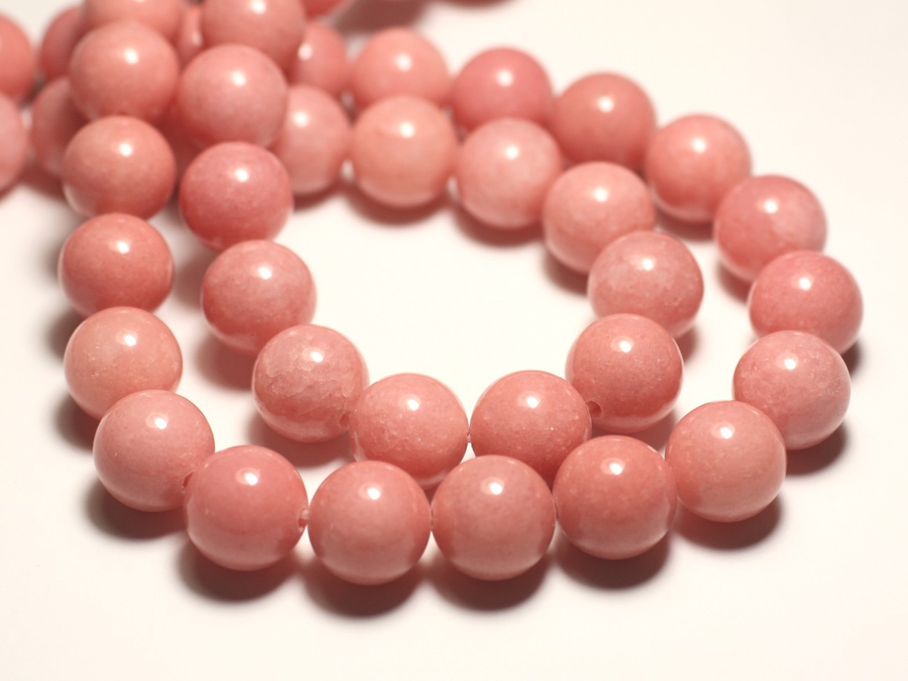 8pc - Perles de Pierre - Jade Boules 12mm Rose Corail Pêche - 8741140016682 