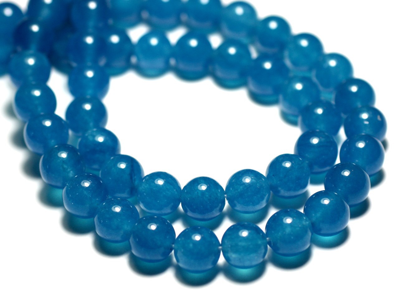 10pc - Perles de Pierre - Jade Boules 8mm Bleu Azur - 8741140016675 