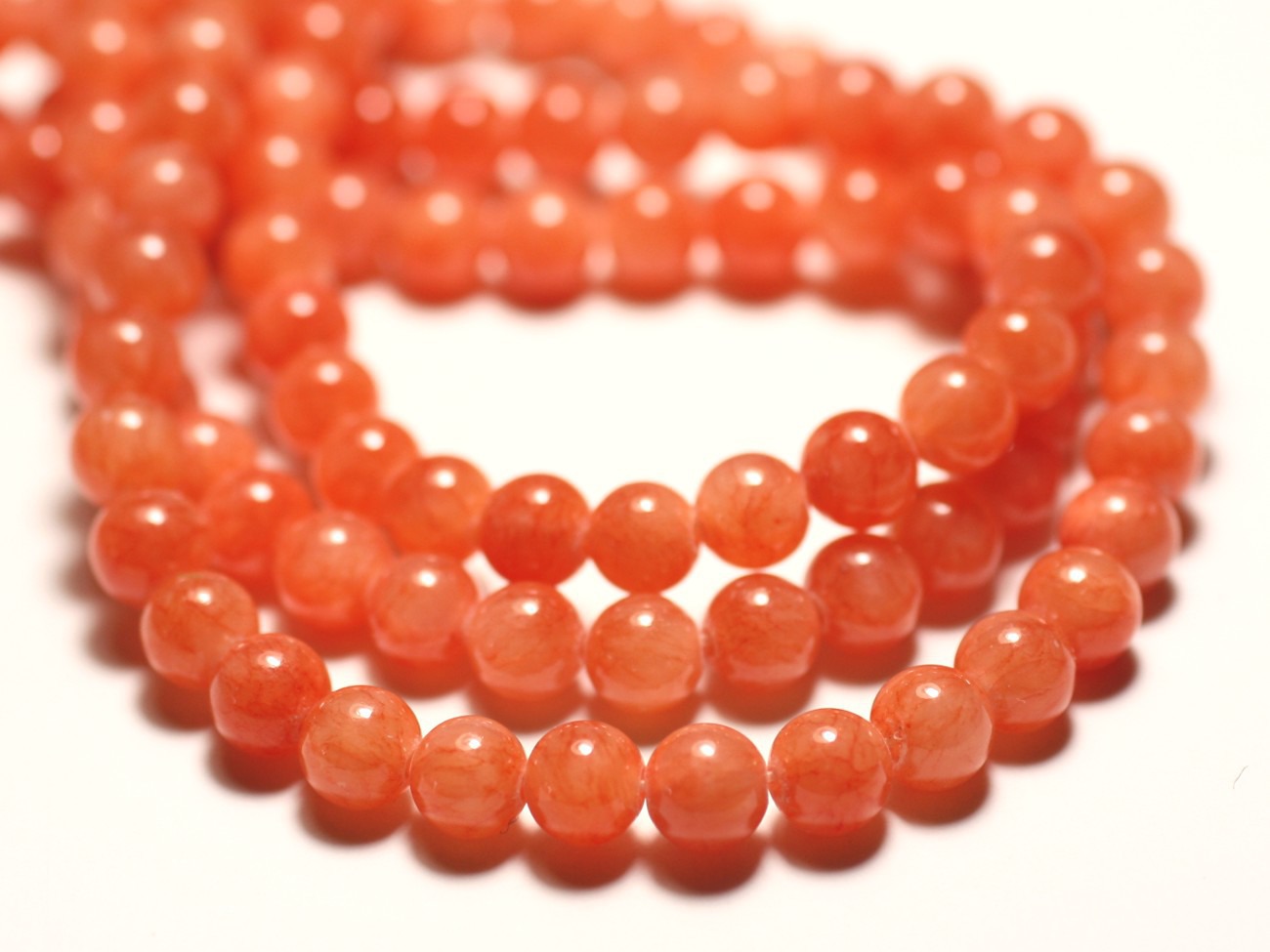 20pc - Perles de Pierre - Jade Boules 6mm Orange Mandarine - 8741140016743 