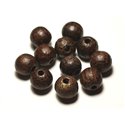 1pc - Perle Bois de Coco Marron Boule 14x16mm perçage 4mm - 8741140016866 