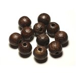 1pc - Perle Bois de Coco Marron Boule 14x16mm perçage 4mm - 8741140016866 