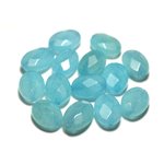 2pc - Perles de Pierre - Jade Ovales Facettés 14x10mm Bleu Ciel - 8741140016958 