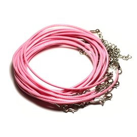 10pc - 2mm Waxed Cotton Necklaces Candy pink - 8741140014961 