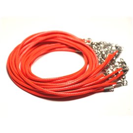 10pc - Neon Orange 2mm Waxed Cotton Necklaces - 8741140014930 