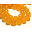 4pc - Perles de Pierre - Jade Boules 14mm Jaune Moutarde Safran -  8741140016705 