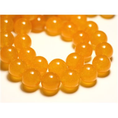 4pc - Perles de Pierre - Jade Boules 14mm Jaune Moutarde Safran -  8741140016705 