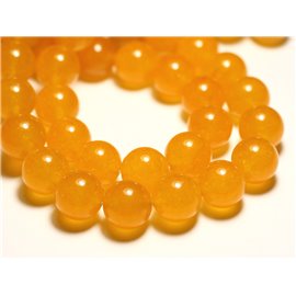 4pc - Stone Beads - Jade Balls 14mm Mustard Yellow Saffron - 8741140016705 