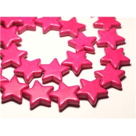 6pc - Perlas turquesas reconstituidas Estrellas grandes 25mm Rosa fluorescente - 8741140016767 
