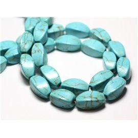10pc - Turquoise Beads Synthetic reconstituted Twist Twist Olives 20mm Turquoise Blue - 8741140016361 