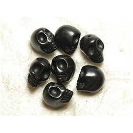 15Stk - Perlen Totenkopf Totenkopf Türkis Synthese Rekonstituiert 8mm Schwarz - 8741140016392 