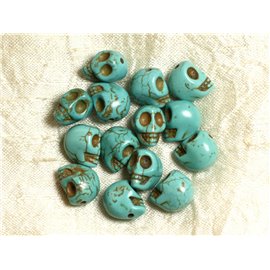 15Stk - Perlen Totenkopf Totenkopf Türkis Rekonstituierte Synthese 8mm Türkis Blau - 8741140016408 