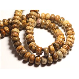 10pc - Stone Beads - Beige Landscape Jasper 8x4-5mm Rondelles - 8741140015760 