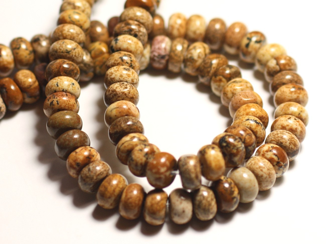 10pc - Perles de Pierre - Jaspe Paysage Beige Rondelles 8x4-5mm - 8741140015760 
